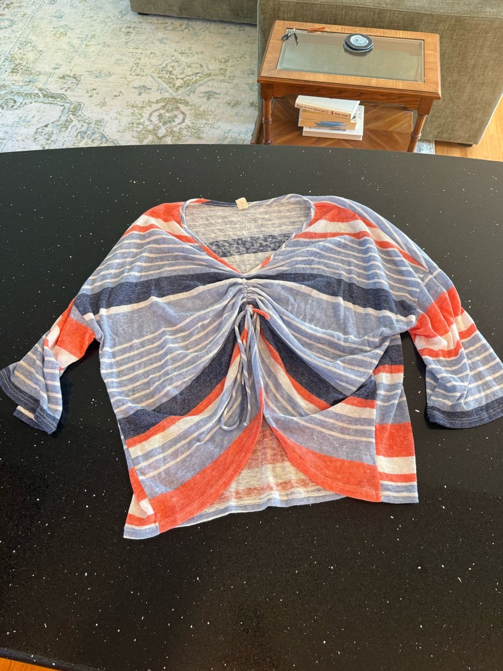 Women’s Lazy Sundays Striped Tie-Front Top in Blue, Red & White